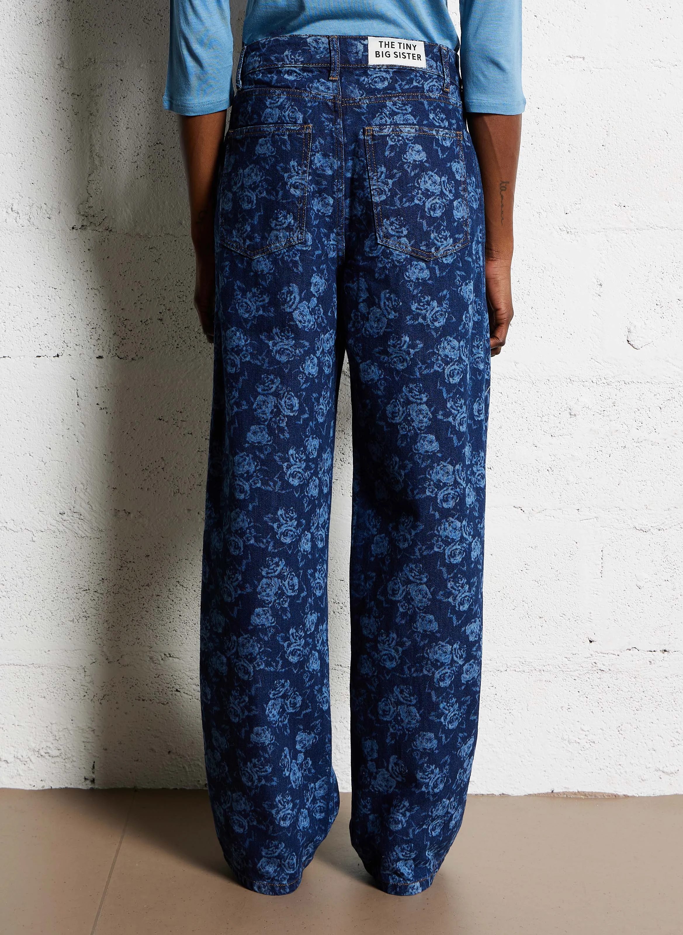 BERTA ROSES - Jean large à motifs en coton| Bleu