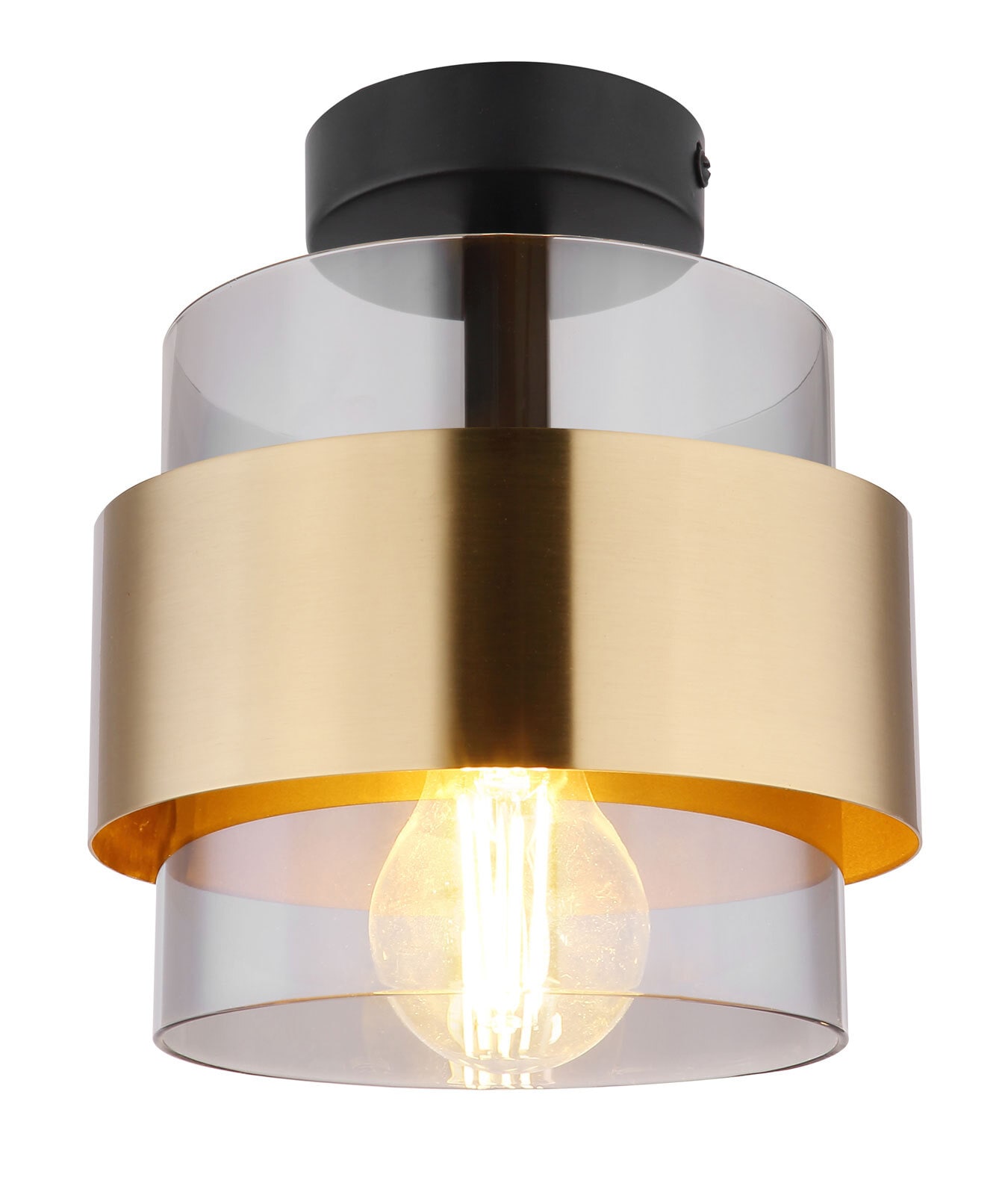 MILLEY Deckenlampe goldfarben, schwarz 155, D/H: 18 x 21,5 cm, Glas, Metall