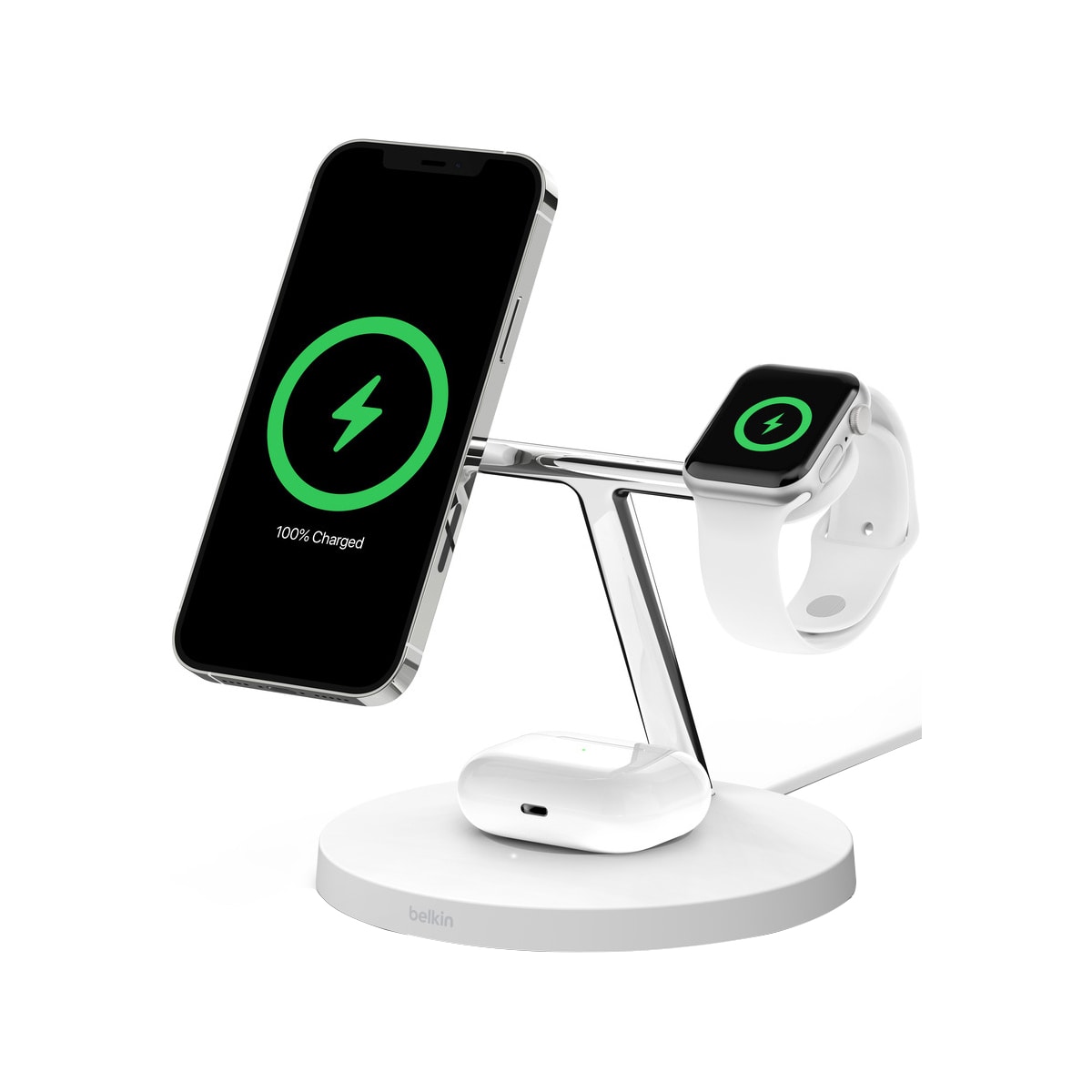 Belkin 3-i-1 MagSafe Compatible Qi2 lader, 15W