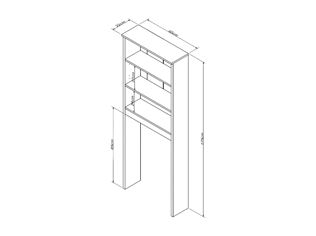 Armoire WC 2 Portes Blanches 2 Niches L 65 H 175 P 22 cm