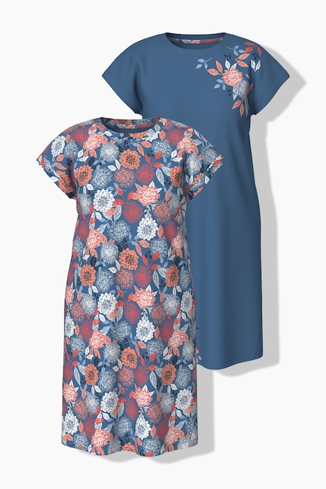 Bigshirts, 2er-Pack, Blüten, Rundhals, Halbarm