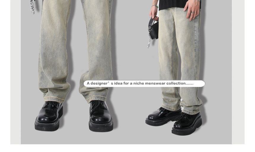 FAERIS - Hoge taille gewassen rechte jeans