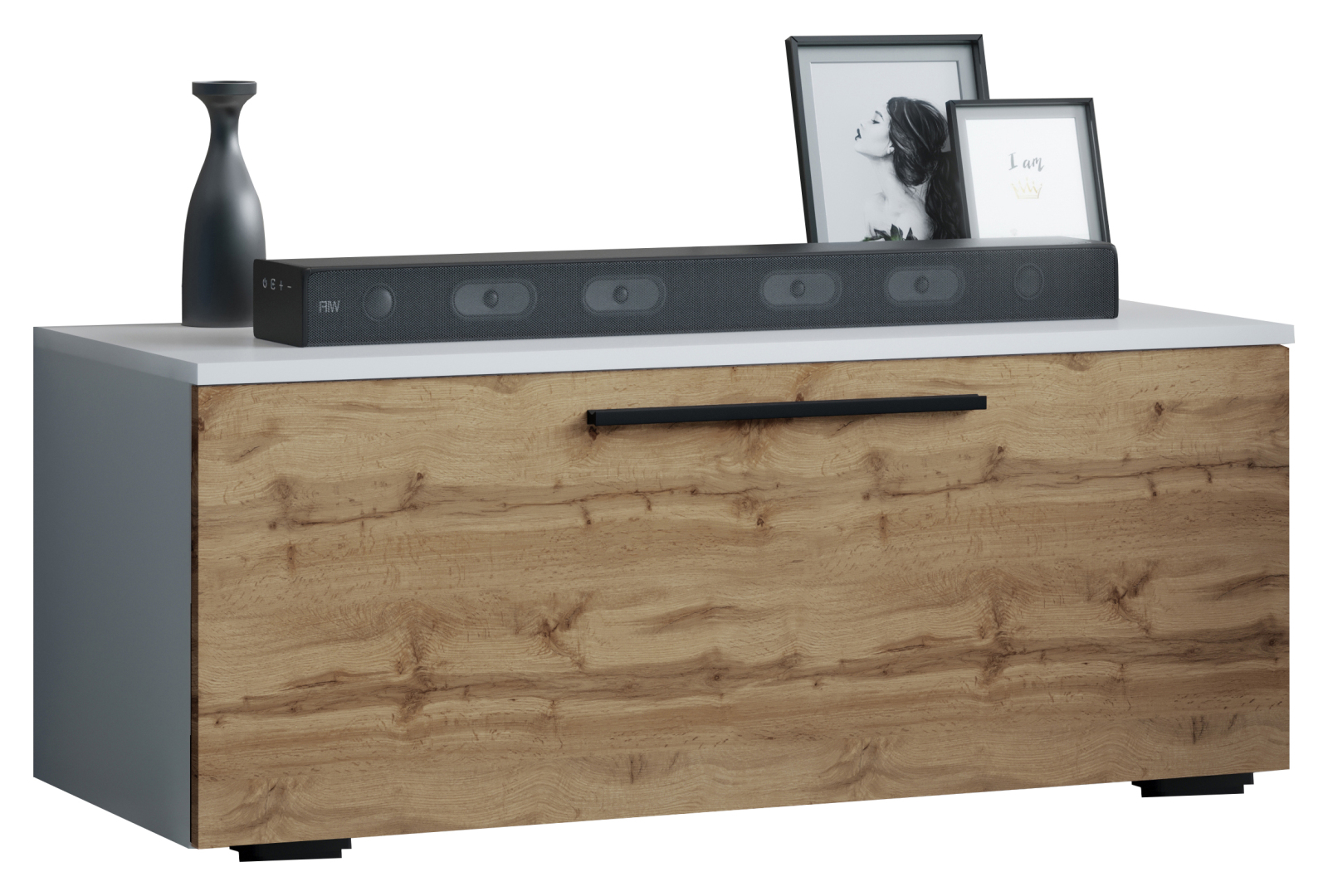 TV-Lowboard ARILA S - Honig Eiche - weiß - 95 cm