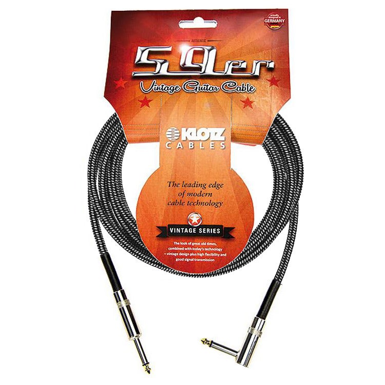 Klotz VINA0450 59er Vintage gitaarkabel met haakse plug 4.5 m