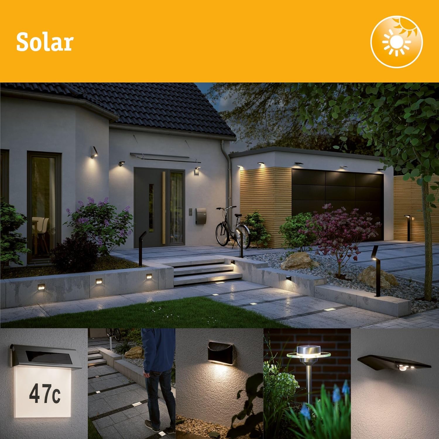 Paulmann 94249 Solar Pollerleuchte Ryse LED Außenleuchte incl. 1x1,2 Watt Anthrazit Kunststoff 3000 K Warmweiß