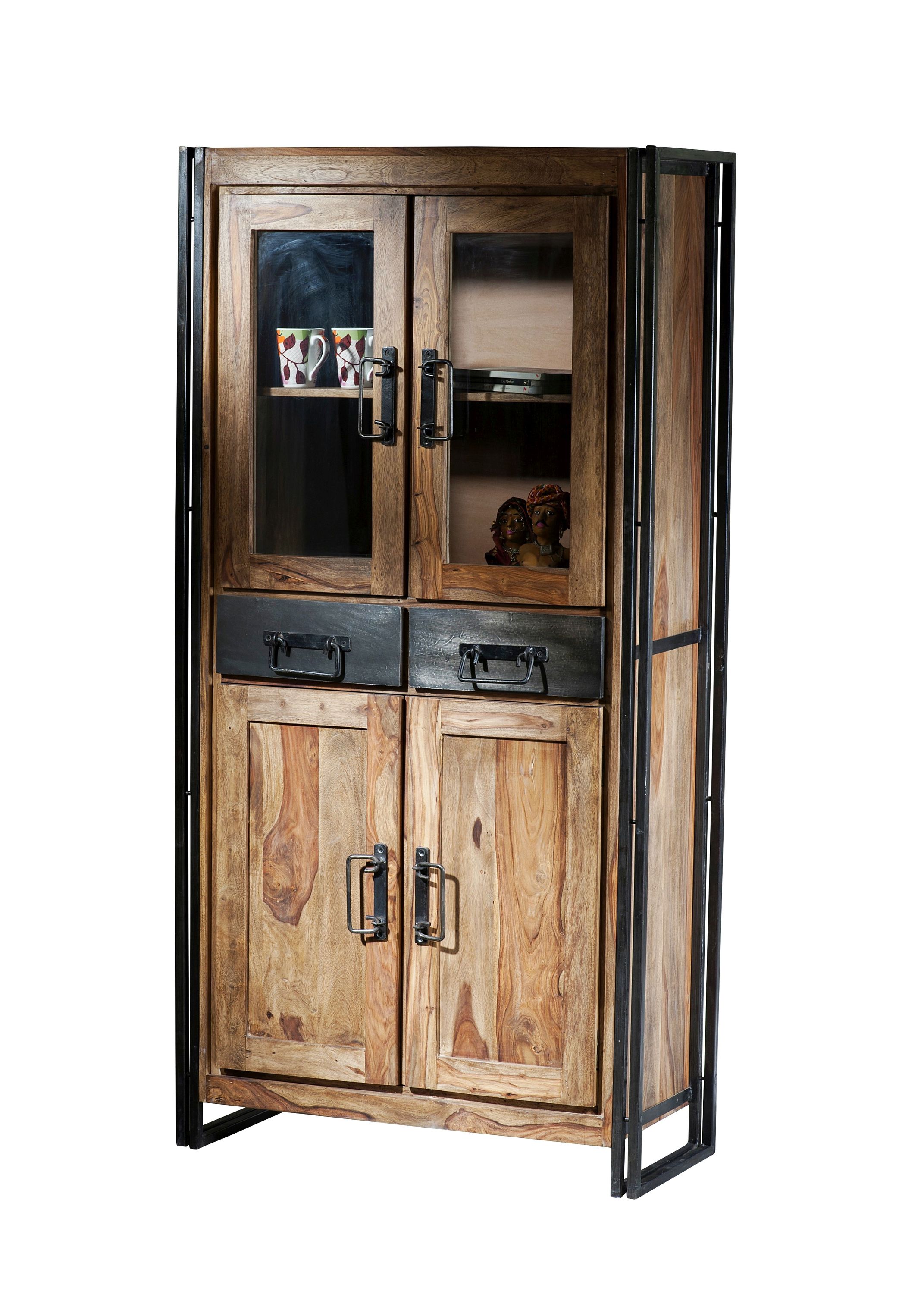 Vitrine Panama Akazie Wohnzimmerschrank Schrank Vitrinenschrank Anrichte