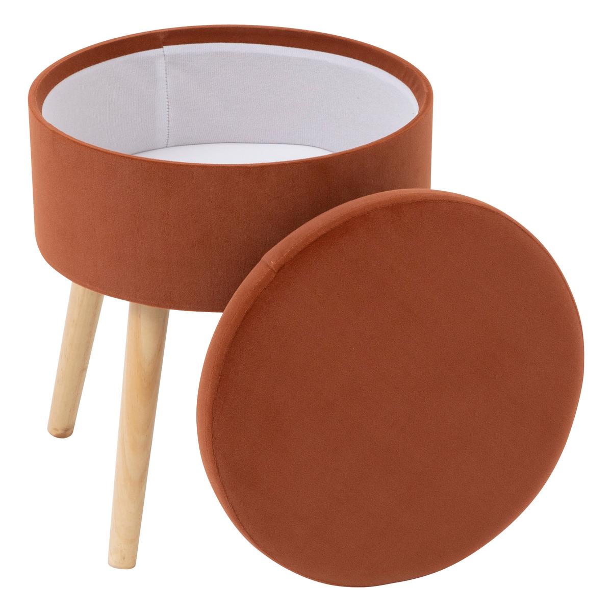 TABOURET COFFRE TESS VELOURS AMBRE