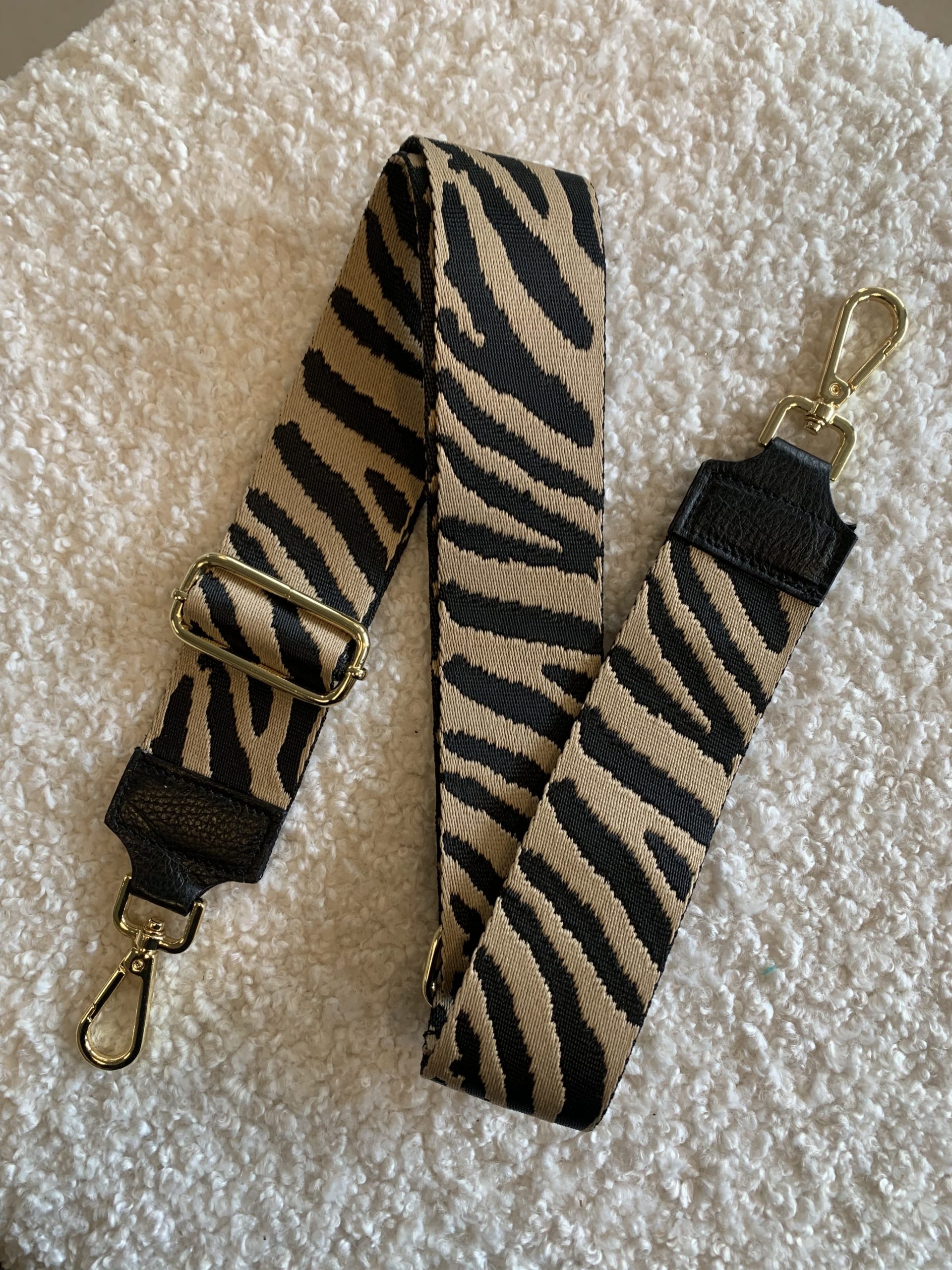 Bag Strap - Zebra Zwart/Zand - Goud