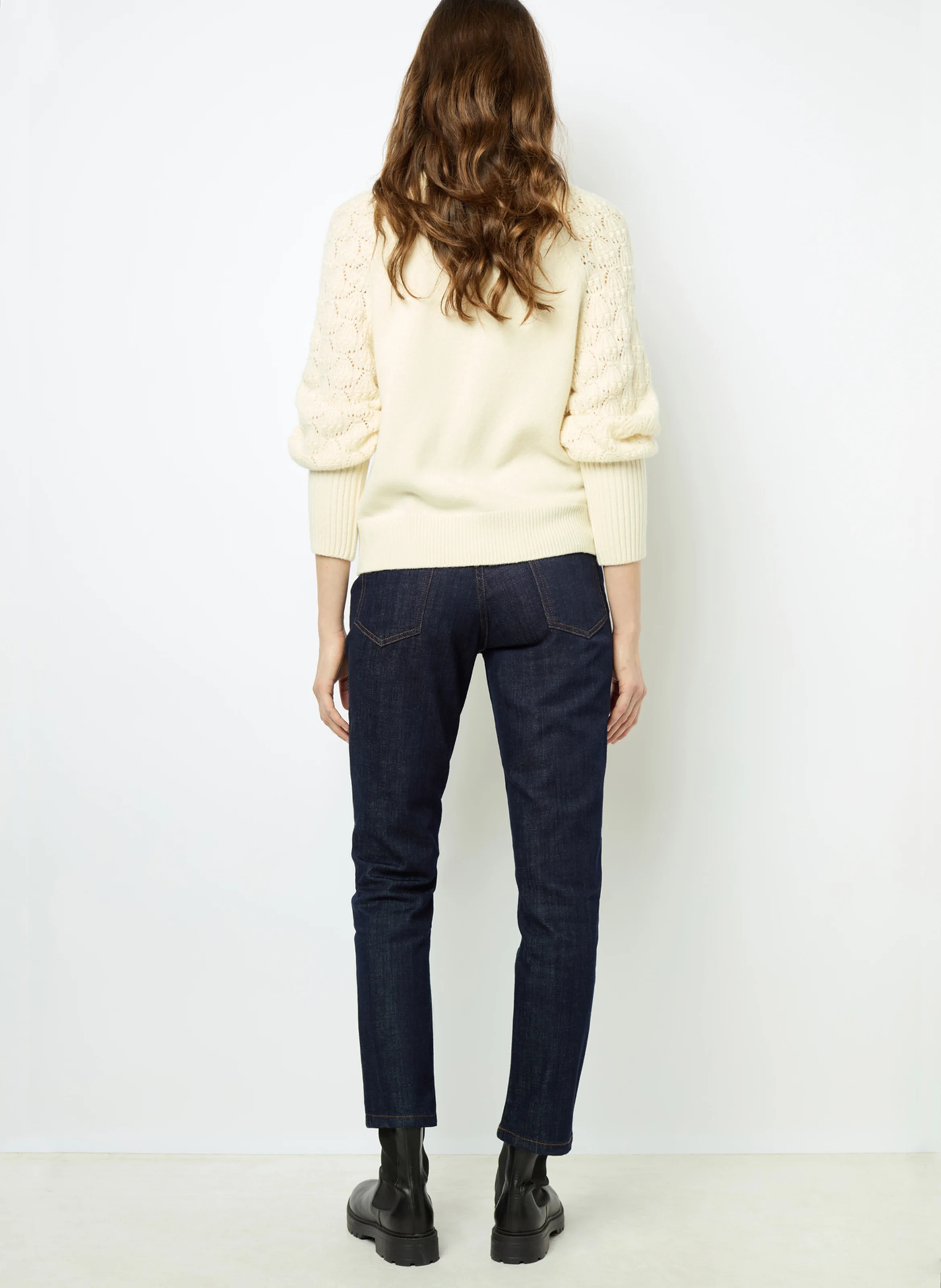 JOELYNE - Pull col rond en laine | Blanc
