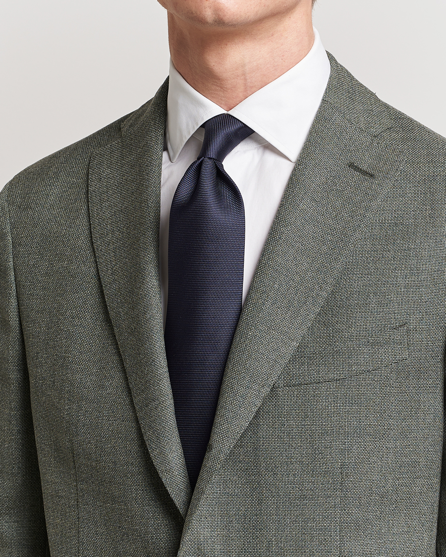 Eton Silk Basket Weave Tie Navy