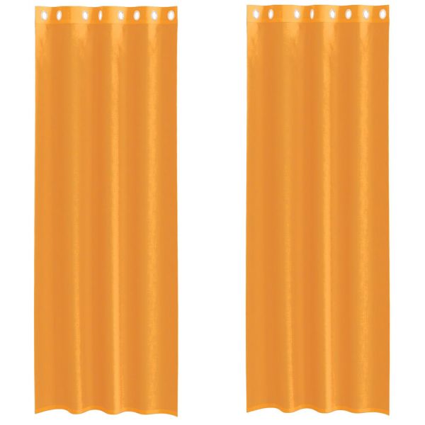 vidaXL Cortinas de Voile com Ilhós 2 Peças Laranja 140x300 cm - 557501546