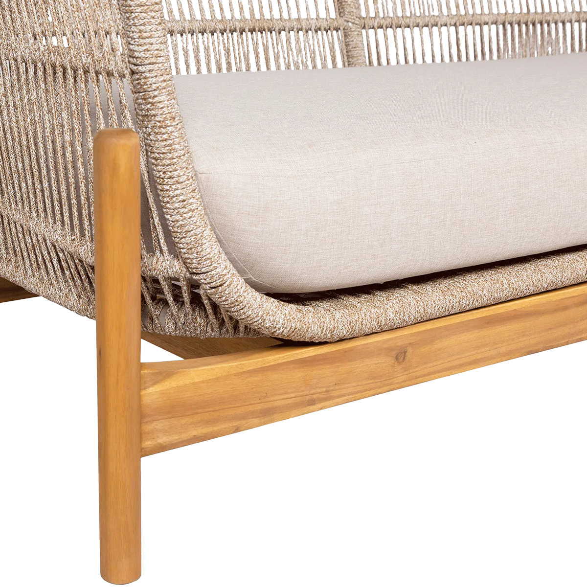 Houten tuin loungebank Teresa - met zitkussens Beige