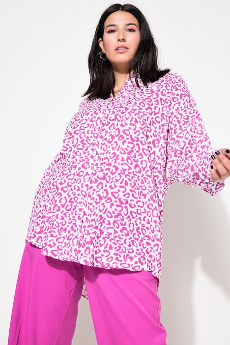 Bluse, oversized, Musselin, Color-Leo