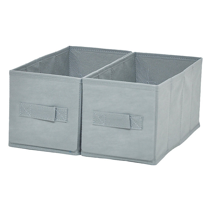 Lot de 2 boîtes de rangement rectangulaire en textile Mixxit coloris gris clair