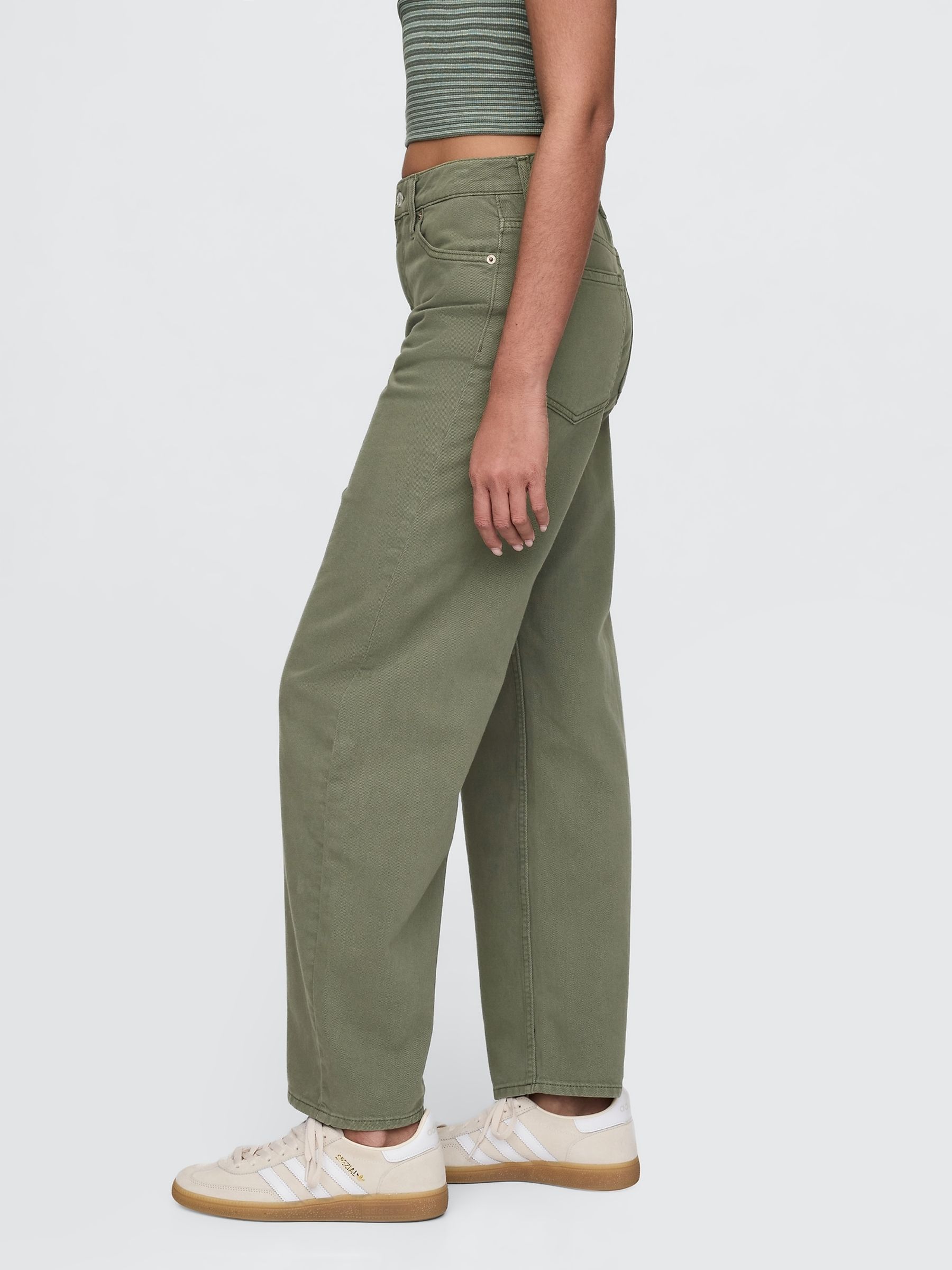 Groen - Gap jeans met hoge taille en toelopende pijpen