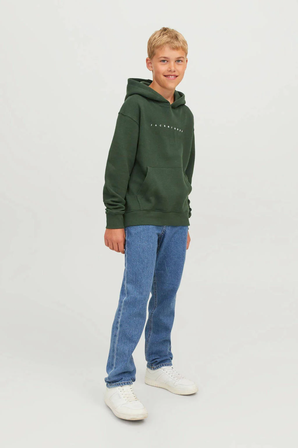JACK & JONES hoodie JJESTAR met logo donkergroen