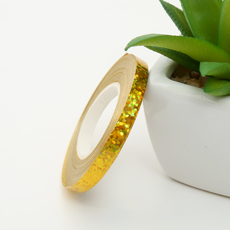 (8er Set) 5mmx10m Geschenkband Glanz Deko Polyband Hologramm - Blau / Rot / Gold / Silber / Roségold / Grün / Violett / Pink