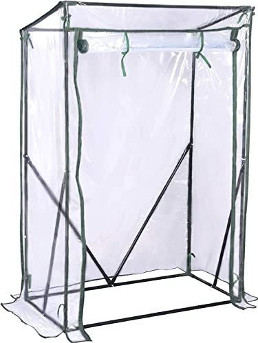 WOLTU Foliekas, tomatenkas, PE-scheurvast, waterdicht zeil met rolpoort, voor tuin, terras, achtertuin, 100 x 50 x 150/136 cm, transparant