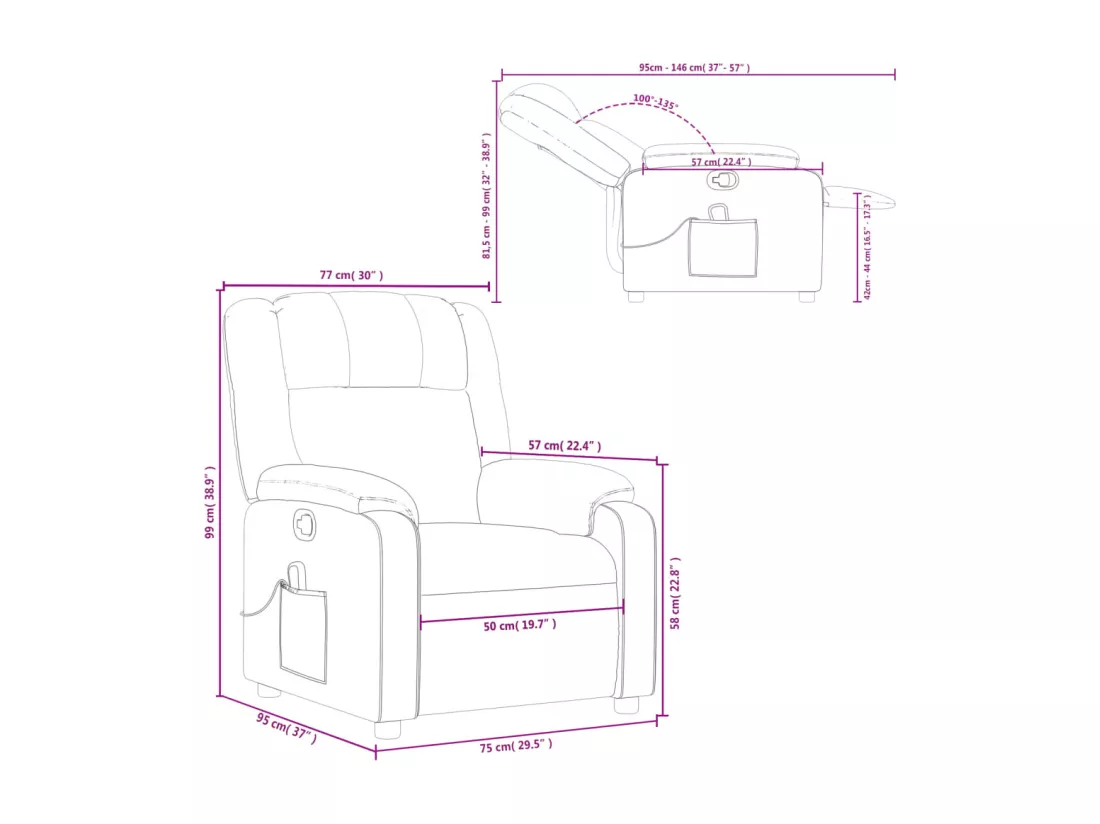 Fauteuil inclinable de massage Crème Similicuir