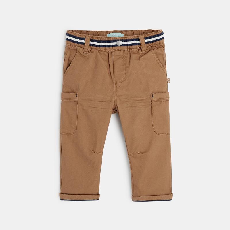 Pantalon toile chevrons multipoches marron bébé garçon Marron