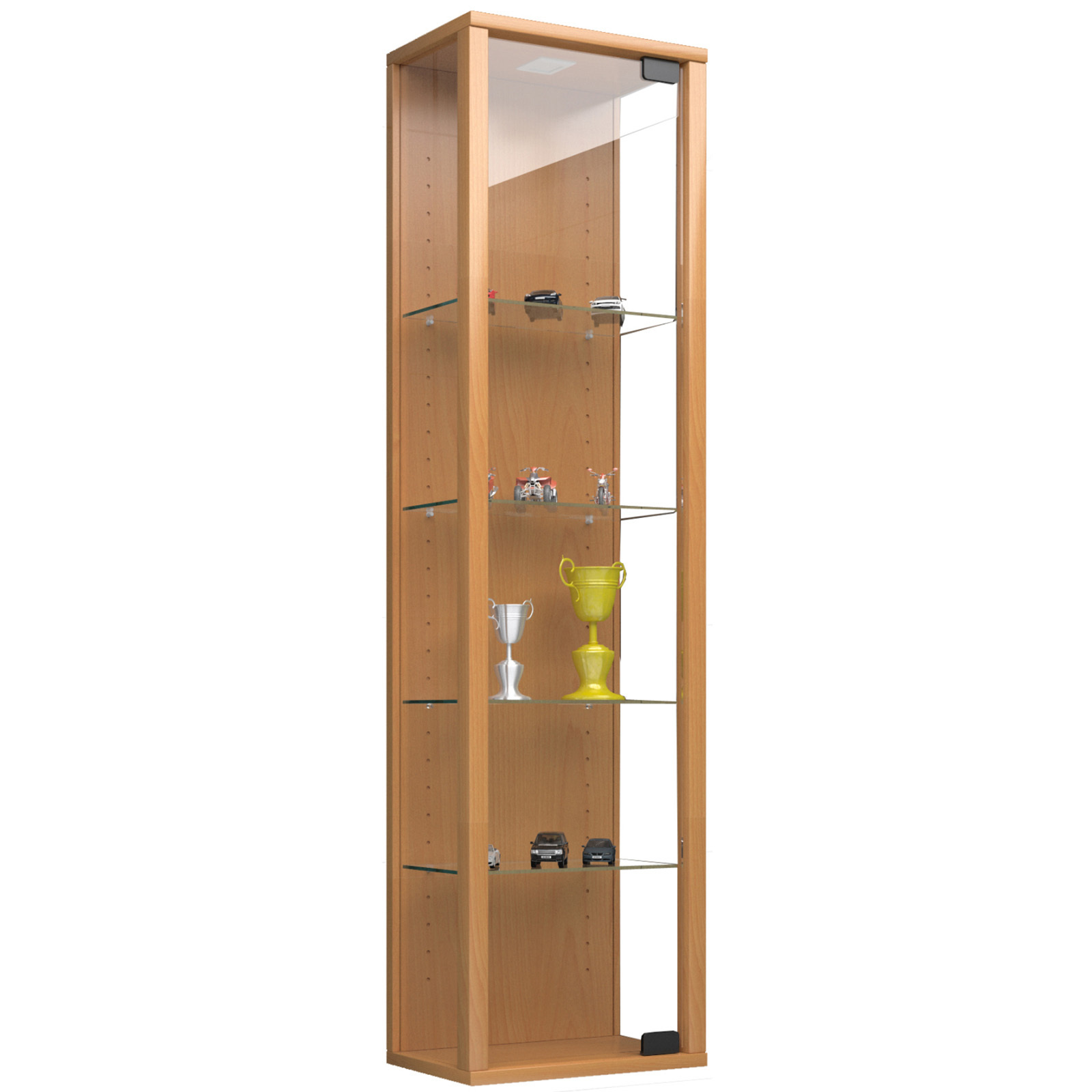 Vitrine STANO MINI - Buche - 4 Glasböden - 115 cm