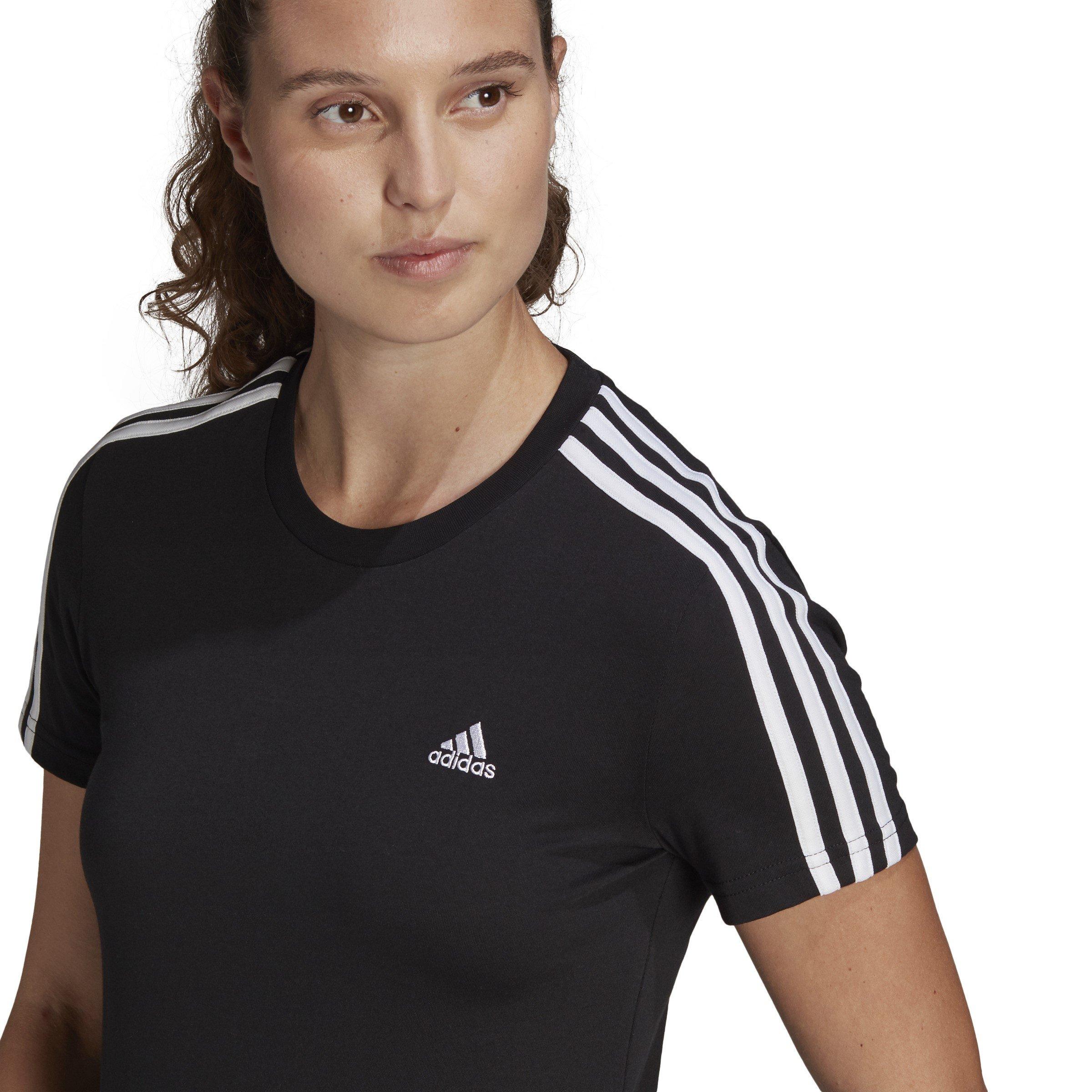 adidas Essentials 3 Stripe T-Shirt Womens