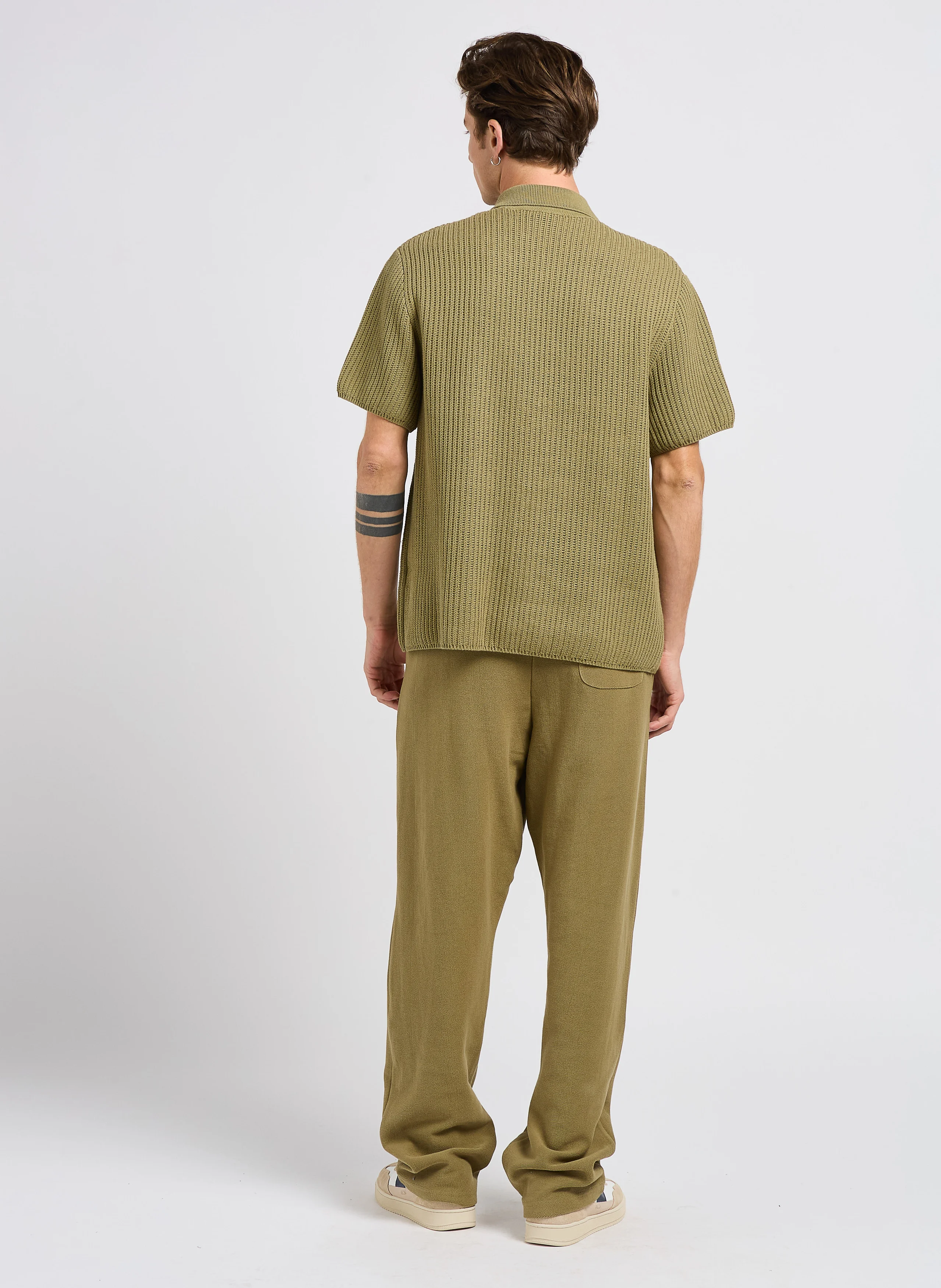 GUSTAVO - Chemise col classique tricot en coton | Vert
