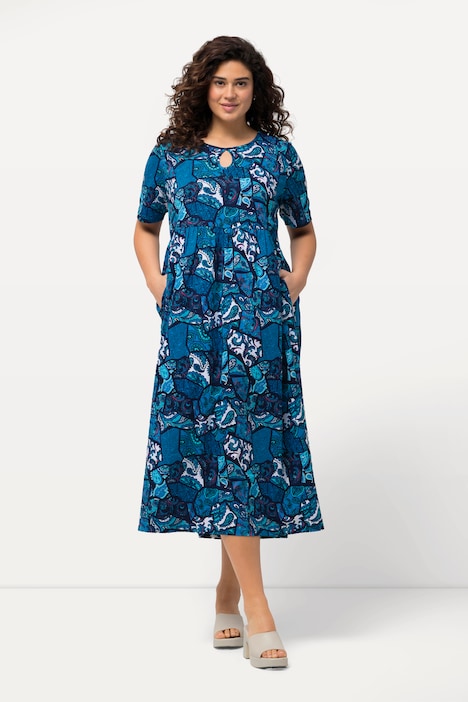 Jerseykleid, Paisley, Rundhals, Halbarm, Taschen