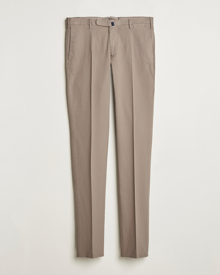 Incotex Slim Fit Micro Structure Cotton Chinos Brown