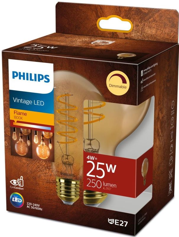 Philips LED Globe Spiraal Goud - 25 W - E27 - Dimbaar extra warmwit licht