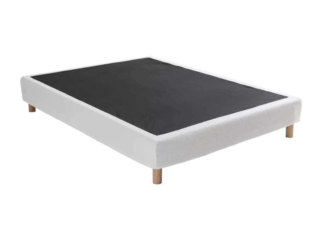 Cache-sommier bouclette intégral blanc 160x200 - Boucletta
