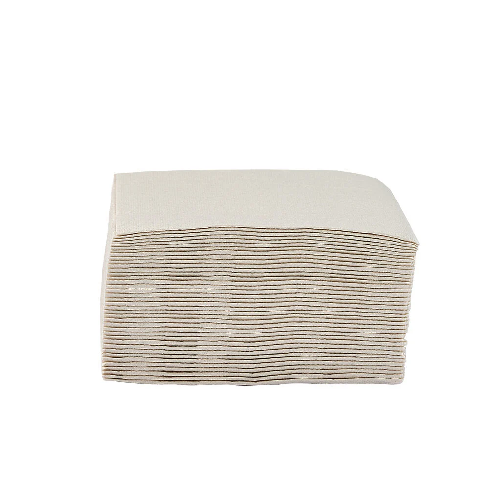 Serviette cocktail carrée blanc lin 2 plis en papier x40