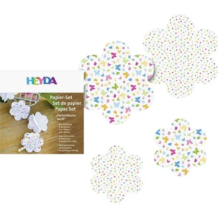 Heyda Papierset Fächerblume weiß