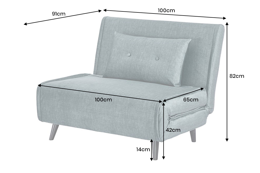 Retro Schlafsessel SMART MULTIFUNCTION 100cm petrol Vogue Velours Samt Bettfunktion