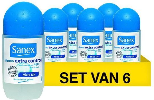 Sanex - Dermo Extra Control - Deoroller - 6x50 ml - Alcoholvrij