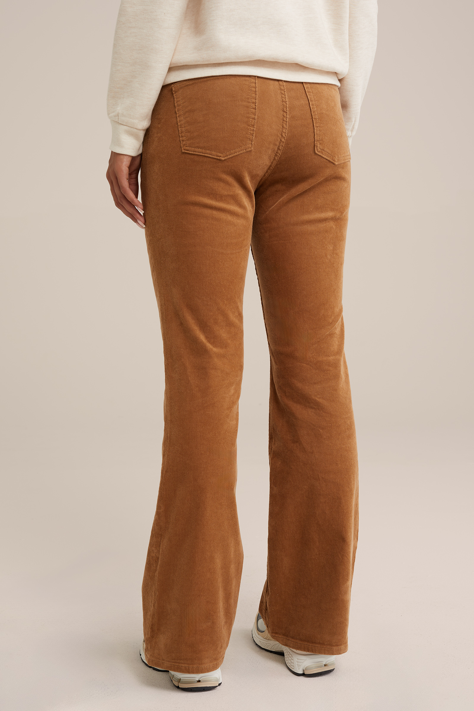flared broek van corduroy WE Fashion Lichtbruin
