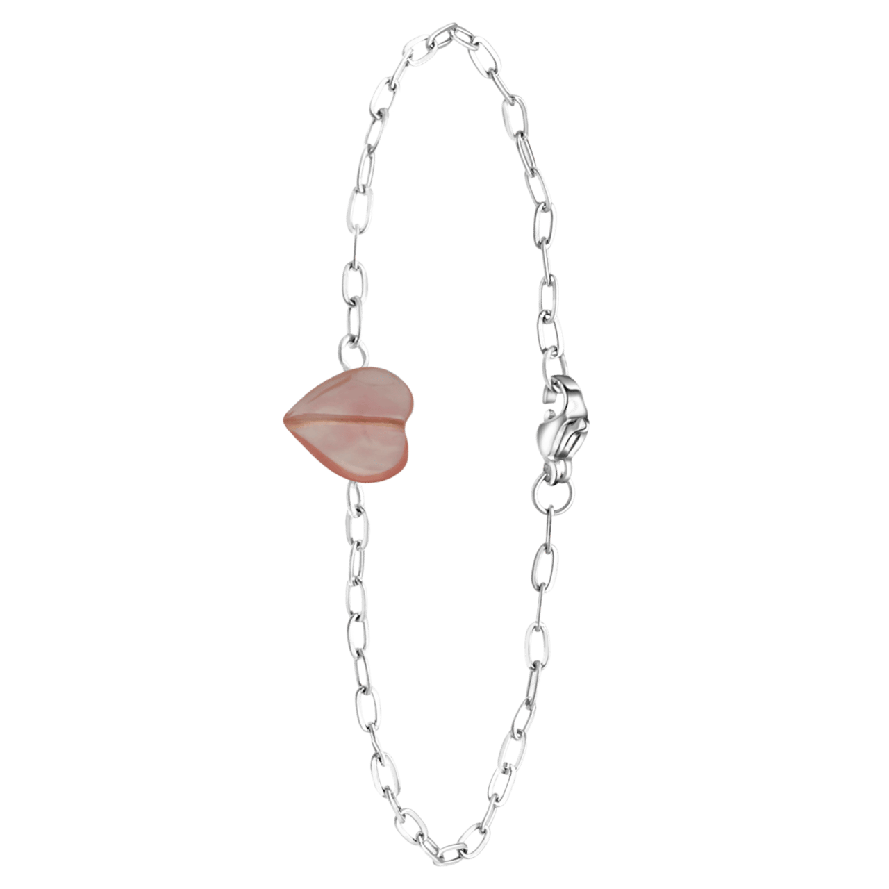 Stalen armband met hart rhodoniet
