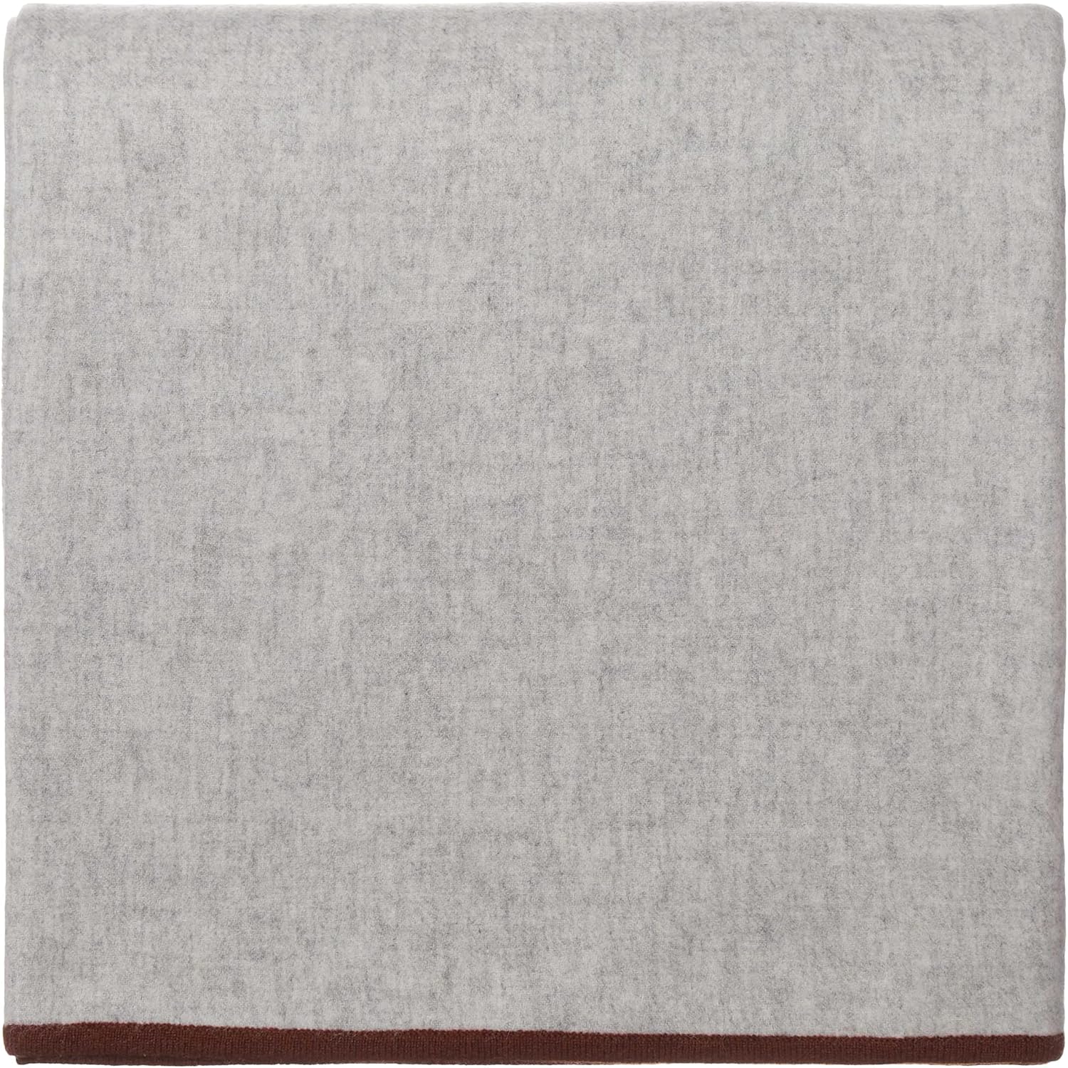 URBANARA 130x170 cm Wolldecke Alxa, 90% Merinowolle & 10% Kaschmirwolle, Hellgrau/Maron - Ideal als Überwurf Plaid Blanket Kuscheldecke Wohndecke für Sofa & Bett - Warme Winter-Decke
