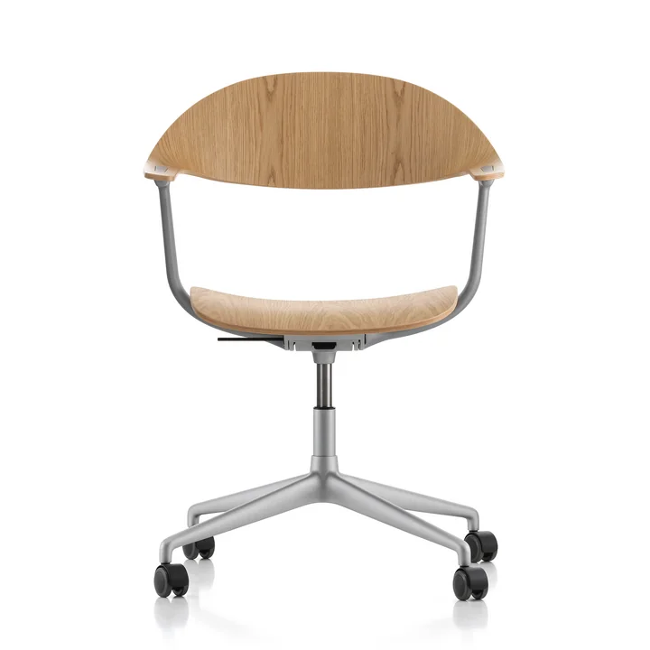 Vitra - Mynt Bürostuhl Viersterngestell, Eiche natur / Aluminium gestrahlt (Rollen für Hartboden)