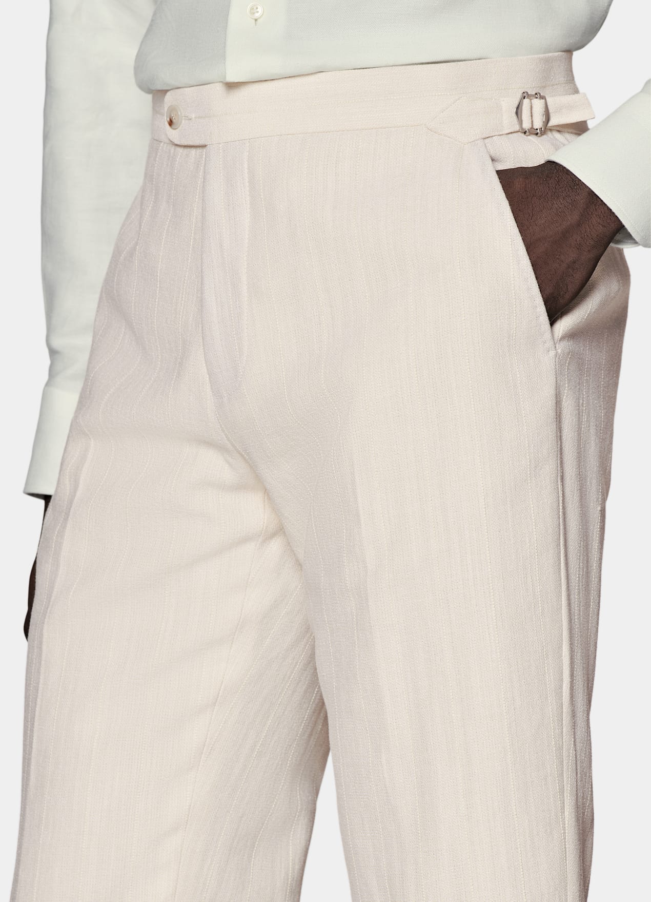 Costume Havana coupe Tailored blanc cassé à rayures