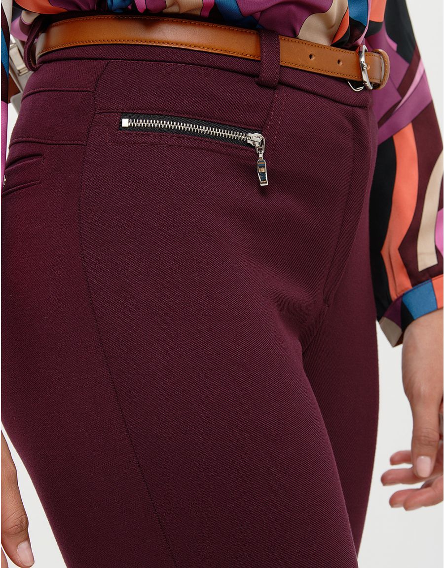 Pantalon slim rouge prune