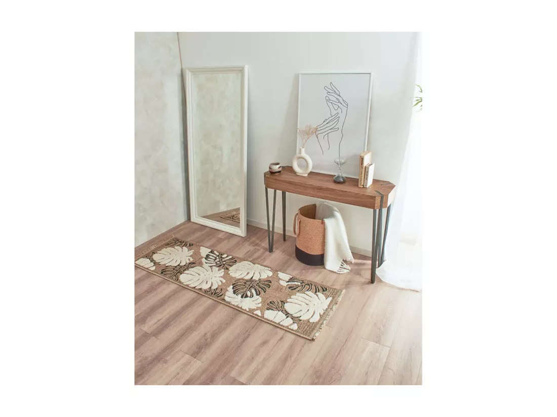 Tapis intérieur extérieur aspect jute noir Tijuana 9062 noir 90 x 67 cm
