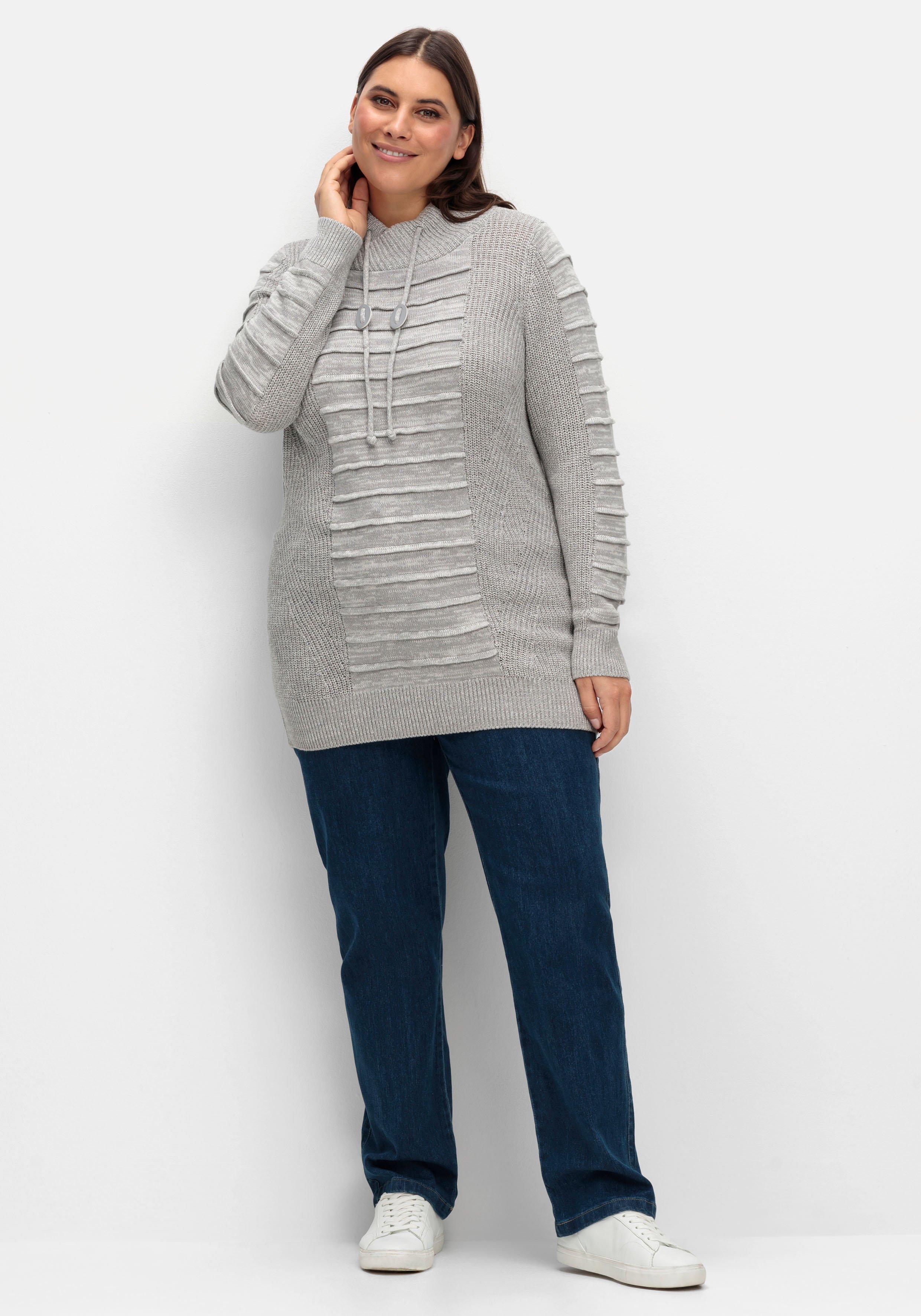 Longpullover mit Strukturmuster in Biesen-Optik