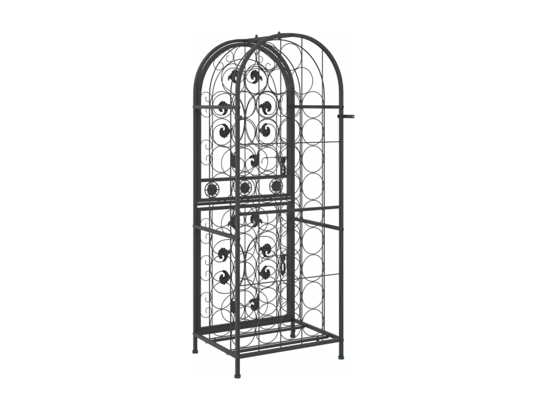 Casier à bouteilles 41 bouteilles noir 45x36x120 fer forgé