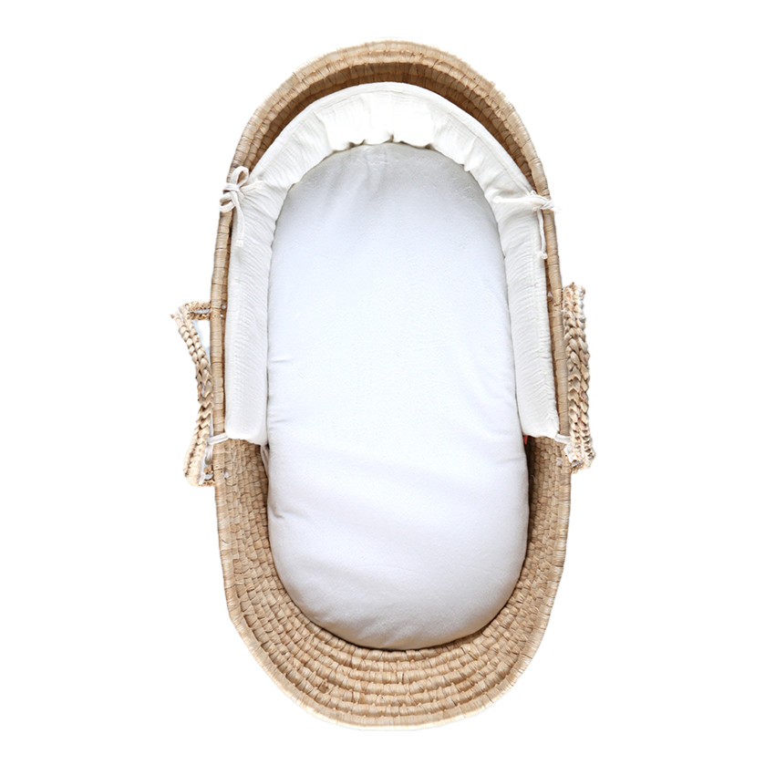 Couffin en fibres naturelles avec matelas et habillage