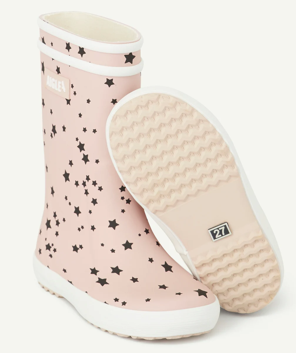 AIGLEBOTTES EN CAOUTCHOUC ROSE IMPRIMÉES ÉTOILES FILLE