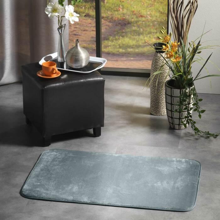 TAPIS RECTANGLE 50X80CM FLANELLE UNIE FLANOU GRIS