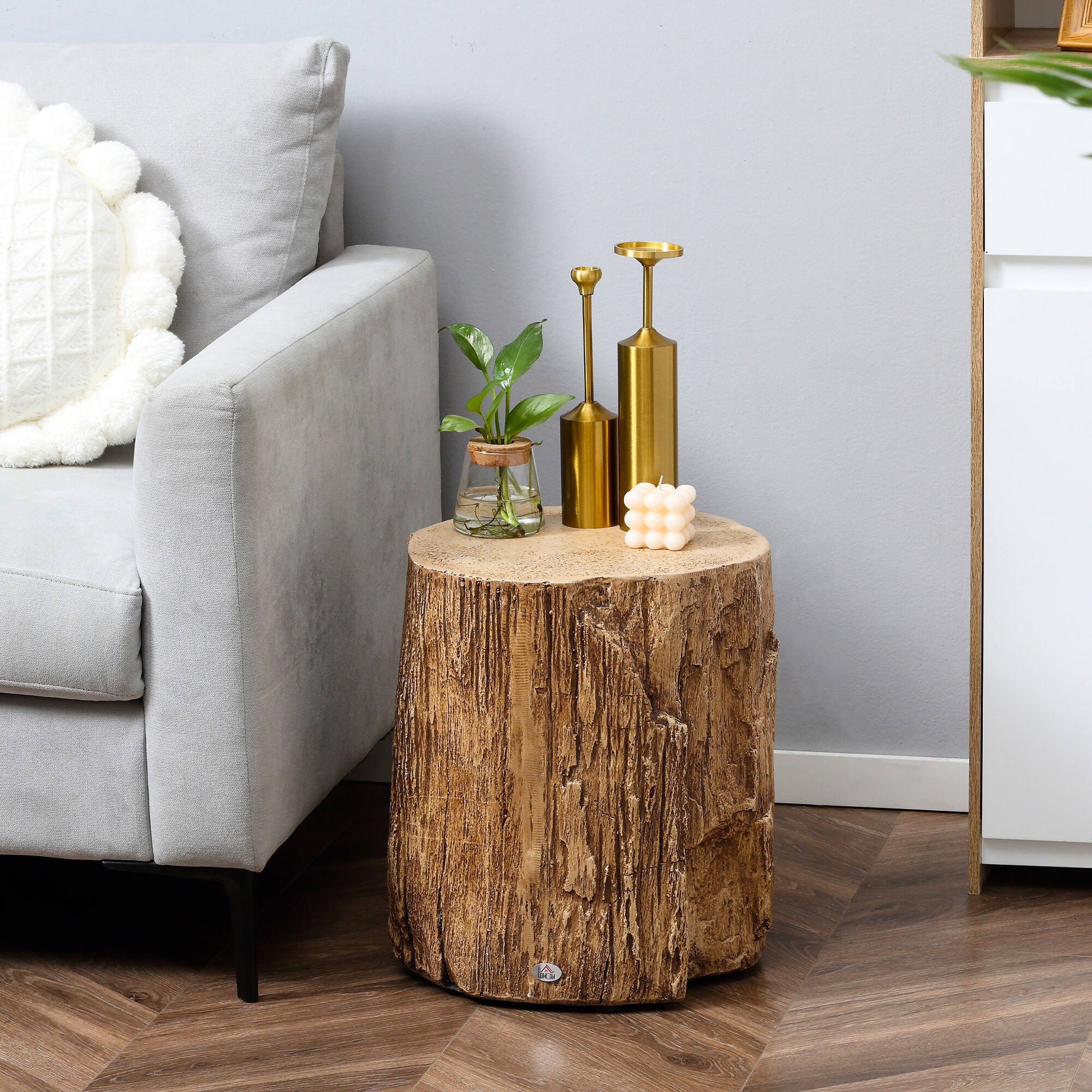 HOMCOM Beistelltisch mit vier verstellbaren Füßen natur 37L x 37B x 43H cm