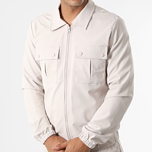 Ensemble Veste Zippée Et Pantalon Cargo AB361 Beige