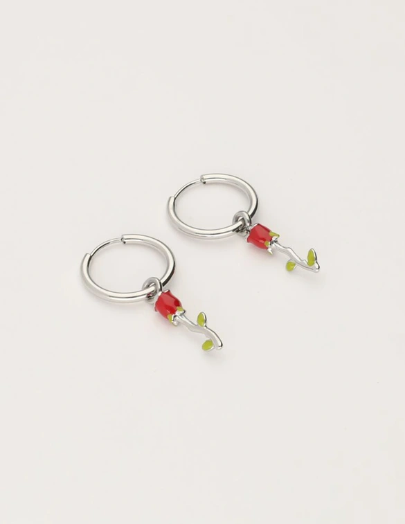 My Jewellery Vintage oorringen met rode roos MJ11624